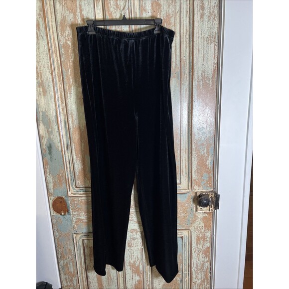 Bob Mackie Wearable Art Loose Velvet Pants Sz L Pull On Wide Leg - Picture 1 of 5